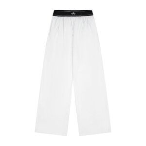 Alo Yoga Reflective Logo Loose Wide-Leg Pants White